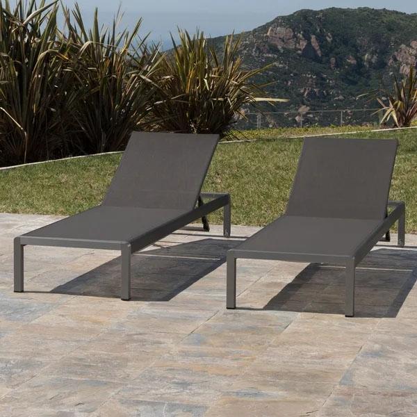 Cape Coral Outdoor Aluminum Chaise Lounge (Set of 2)